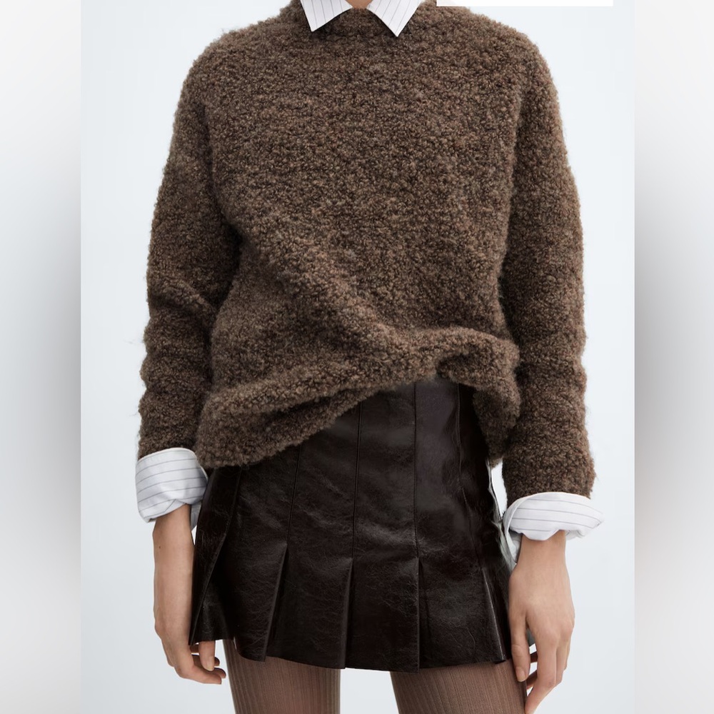 MANGO Leather Mini Skirt